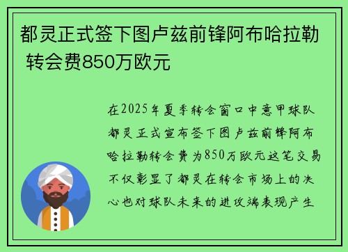 都灵正式签下图卢兹前锋阿布哈拉勒 转会费850万欧元 都灵正式签下图卢兹前锋阿布哈拉勒 转会费850万欧元